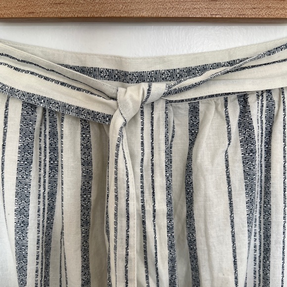 Womens Deane & White Skirt UK 16 A-Line Linen Stripe Cream Midi Length Pockets - Picture 6 of 11